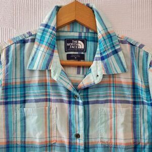 The North Face Plaid Button Down Shirt - Blue, Orange, White